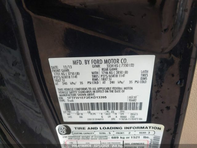 1FTFW1EF2EKD13395 Ford F-150 Lariat