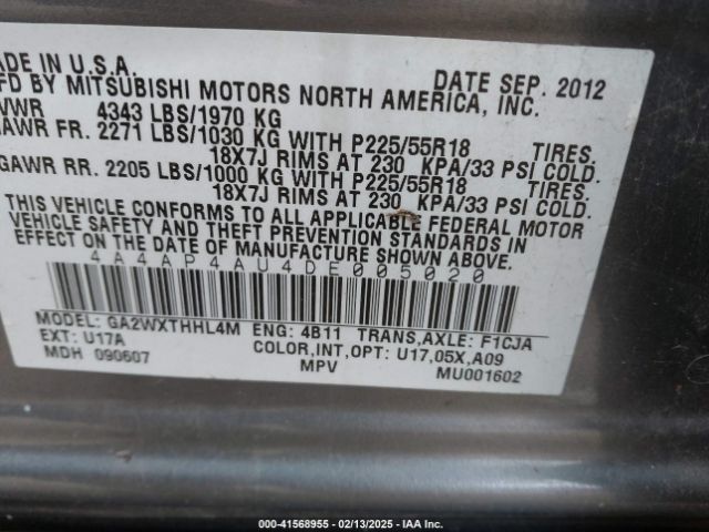 2013 MITSUBISHI OUTLANDER SPORT 4A4AP4AU4DE005020 Photo 8