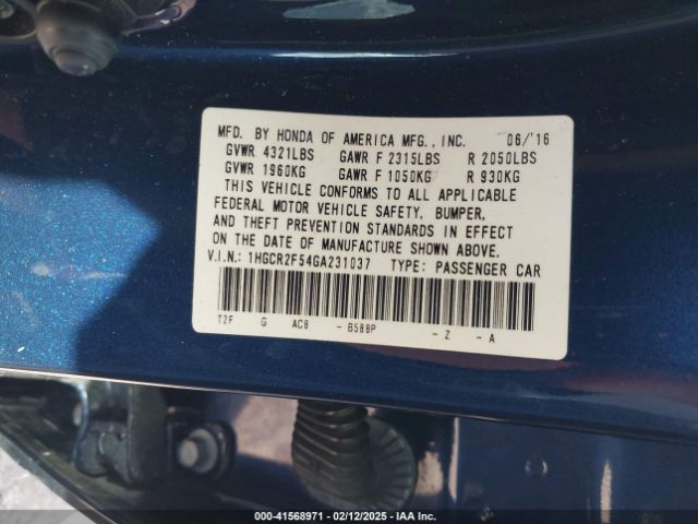1HGCR2F54GA231037 Honda Accord Sport