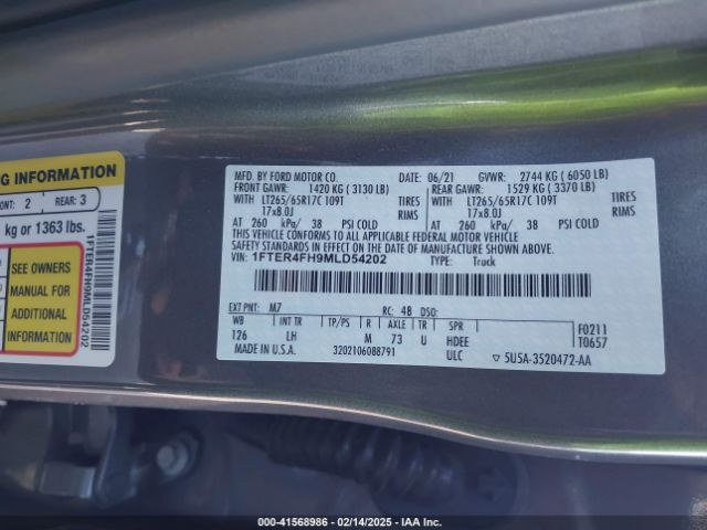 1FTER4FH9MLD54202 Ford Ranger Xlt