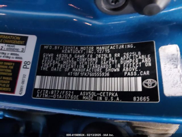 4T1BF1FK7GU555936 Toyota CAMRY SE