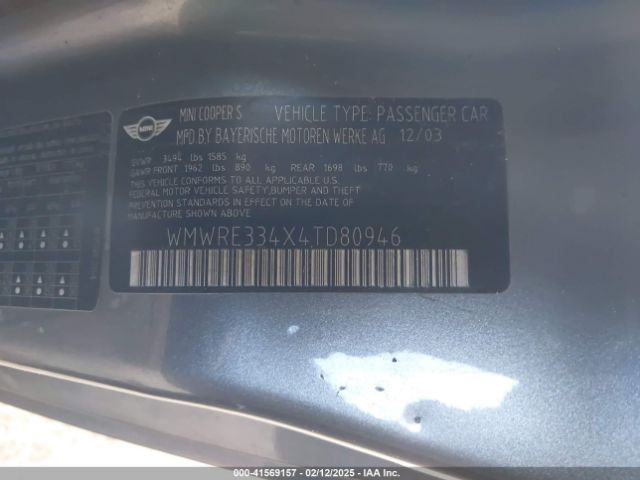 2004 MINI COOPER S WMWRE334X4TD80946 Photo 8