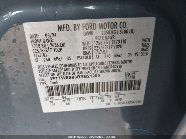 3FTTW8S93RRB21205 Ford Maverick Lariat