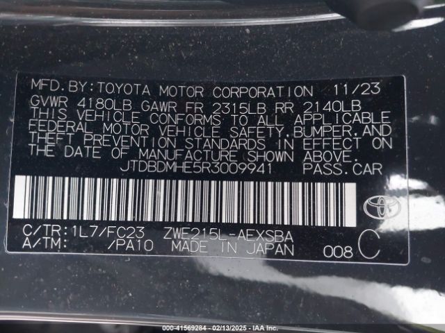 JTDBDMHE5R3009941 Toyota Corolla Hybrid Se