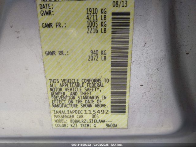 1N4AL3AP0EC115492 Nissan Altima 2.5 S