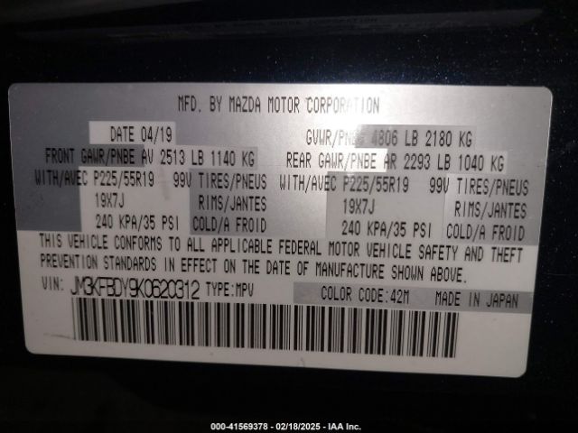 JM3KFBDY9K0620312 Mazda Cx-5 Grand Touring Reserve