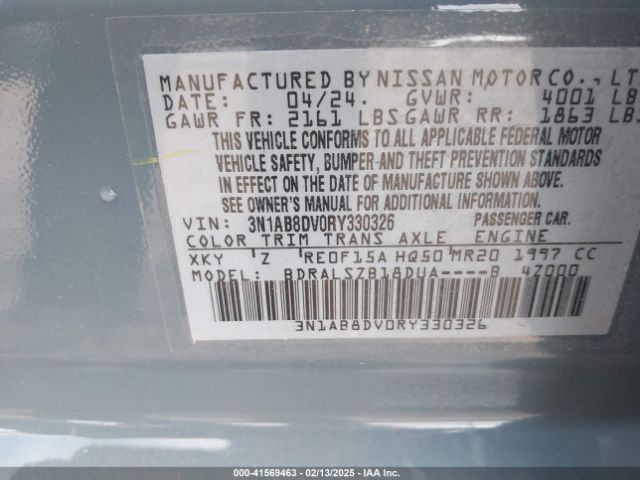 3N1AB8DV0RY330326 Nissan Sentra Sr Xtronic Cvt