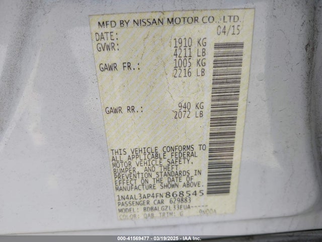 1N4AL3AP4FN868545 Nissan Altima