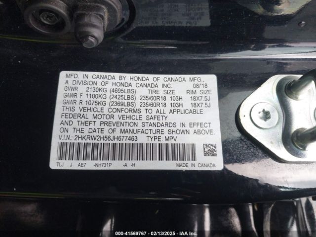 2HKRW2H56JH677463 Honda CR-V EX
