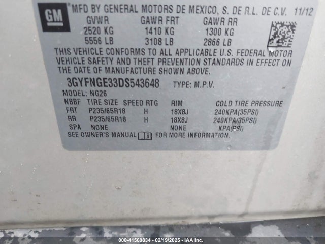 2013 CADILLAC SRX 3GYFNGE33DS543648 Photo 8