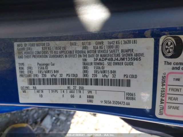 3FADP4BJ4JM135965 Ford FIESTA SE