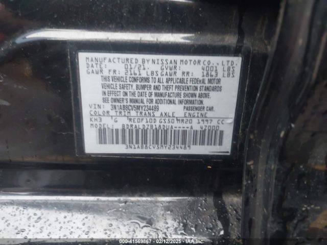 3N1AB8CV5MY234489 Nissan Sentra Sv Xtronic Cvt