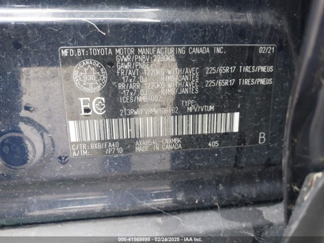2021 TOYOTA RAV4 HYBRID 2T3RWRFV8MW108462 Photo 8