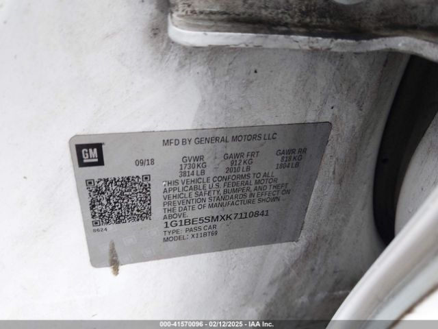 1G1BE5SMXK7110841 Chevrolet CRUZE LT