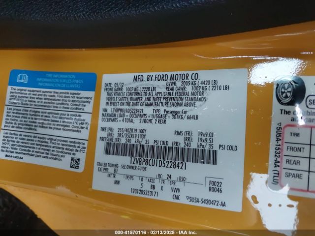 2013 FORD MUSTANG 1ZVBP8CU1D5228421 Photo 8