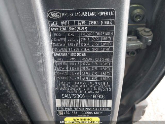 SALVP2BG6HH180906 Land Rover Range Rover Evoque Se/se Premium