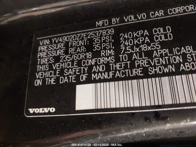 YV4902DZ7E2537839 Volvo Xc60 T6 R-design