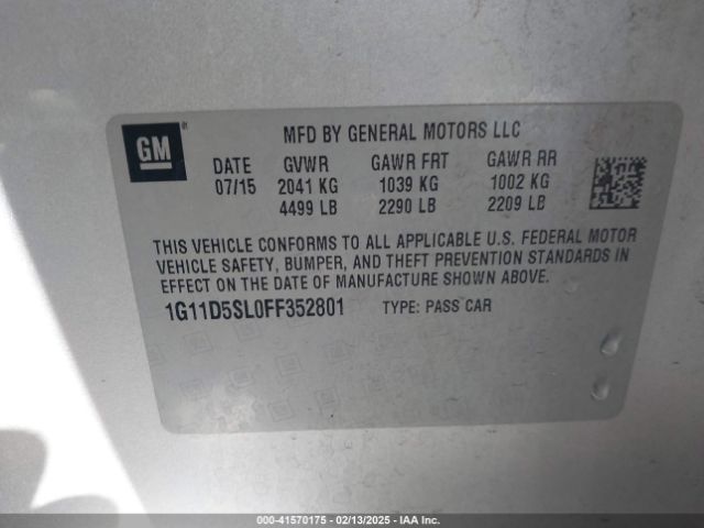 1G11D5SL0FF352801 Chevrolet MALIBU 2LT