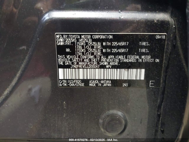 JTMZFREV0JJ205067 Toyota 2ar-fe