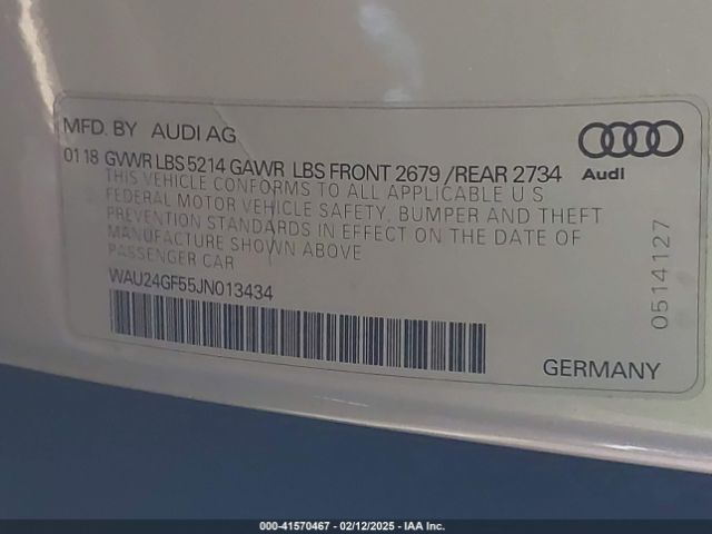 WAU24GF55JN013434 Audi S5 3.0t Premium Plus