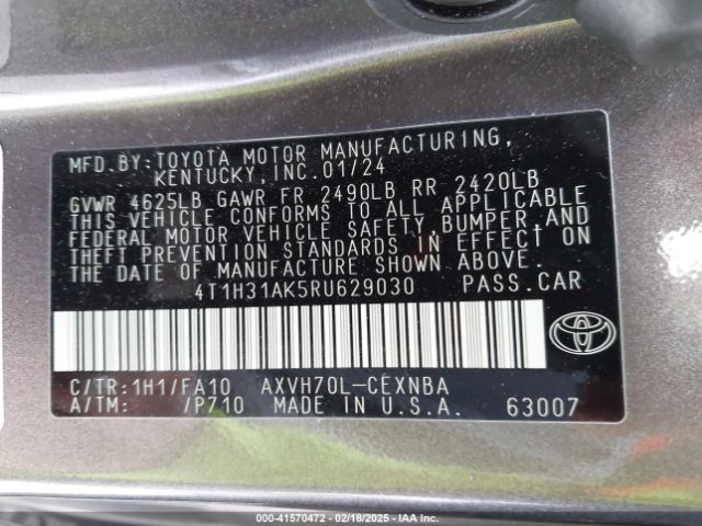 4T1H31AK5RU629030 Toyota Camry Hybrid Le