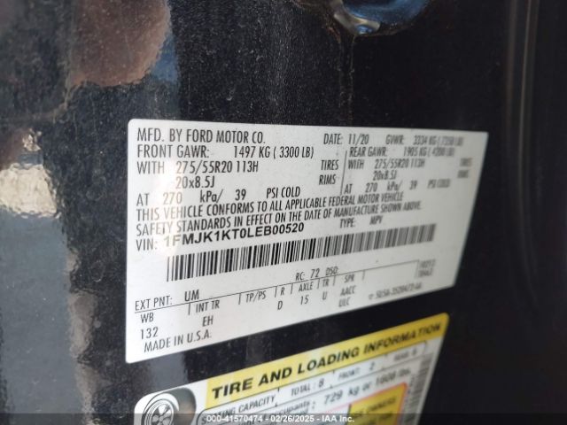 1FMJK1KT0LEB00520 Ford Expedition Limited Max