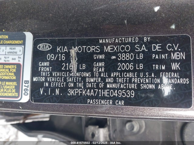 KIA FORTE LX 2017 3KPFK4A71HE049539 Image 9