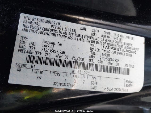 Ford FOCUS SE 2018 1FADP3FE7JL302490 Image 9