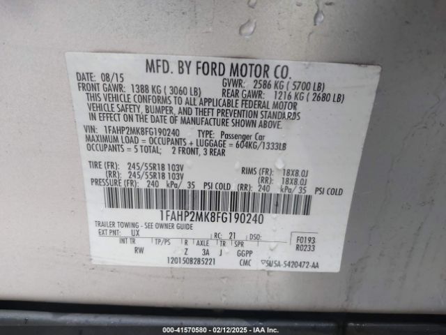 1FAHP2MK8FG190240 Ford Police Interceptor