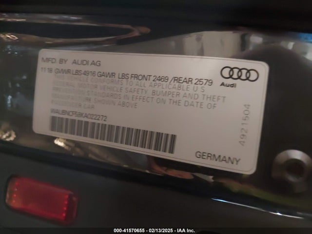 2019 AUDI A5 WAUBNCF58KA022272 Photo 8