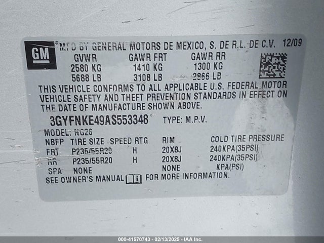 2010 CADILLAC SRX 3GYFNKE49AS553348 Photo 8