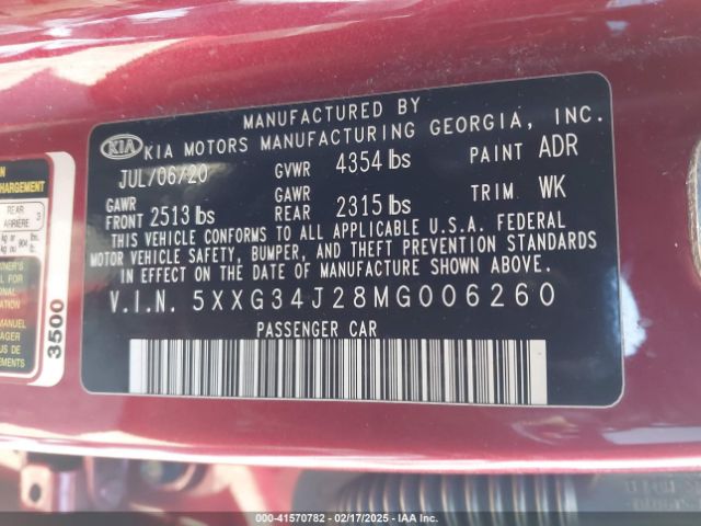 2021 KIA K5 5XXG34J28MG006260 Photo 8