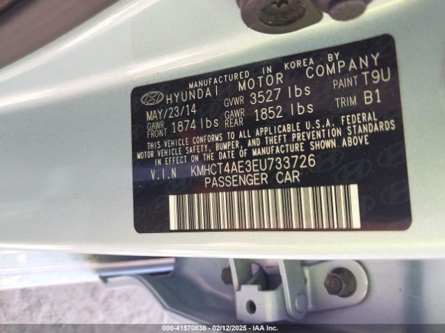 KMHCT4AE3EU733726 Hyundai ACCENT GLS