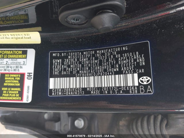5YFBURHE0JP820443 Toyota COROLLA SE
