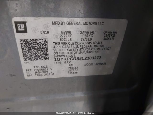 1GYKPGRS8LZ103372 Cadillac Xt6 Awd Sport
