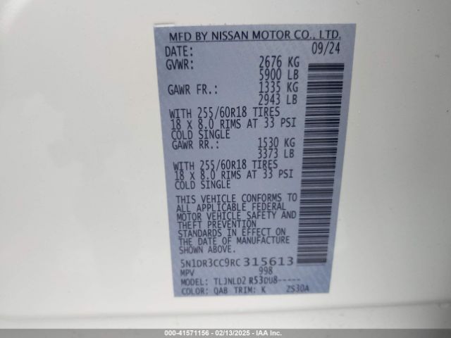 5N1DR3CC9RC315613 Nissan Pathfinder Sl 4wd