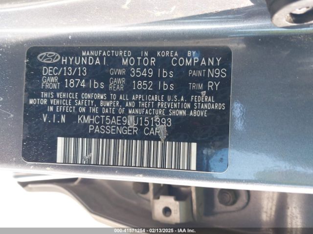 KMHCT5AE9EU151393 Hyundai ACCENT GS