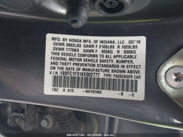 19XFC1F31KE002777 Honda CIVIC EX
