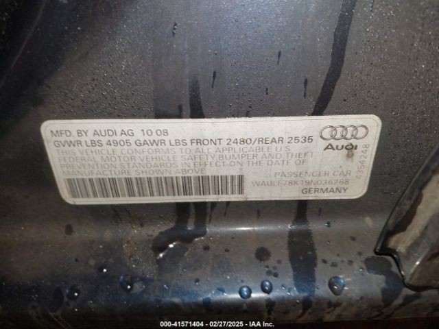 2009 AUDI A4 WAULF78K19N036268 Photo 8