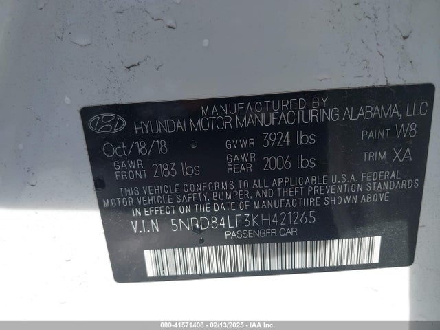 Hyundai ELANTRA SEL 2019 5NPD84LF3KH421265 Image 9