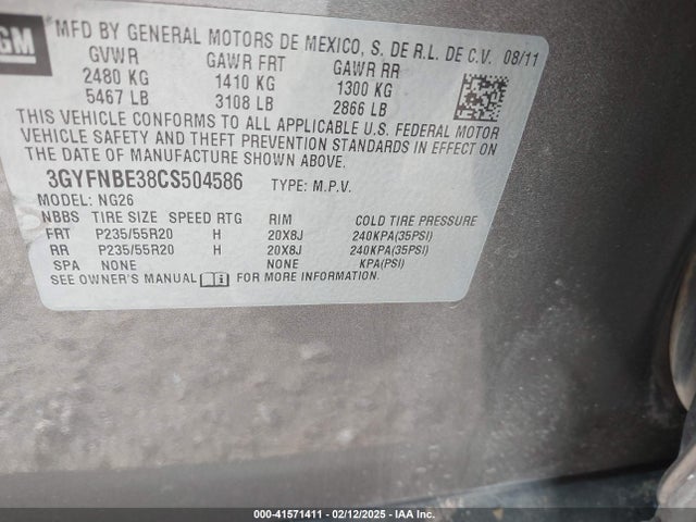2012 CADILLAC SRX 3GYFNBE38CS504586 Photo 8