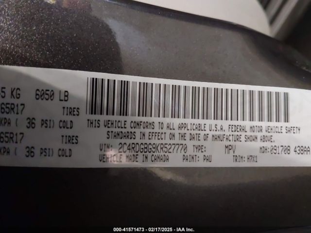 2C4RDGBG9KR527770 Dodge Grand Caravan Se