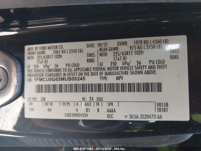 Ford ESCAPE SE 2021 1FMCU0G65MUB00245 Image 9