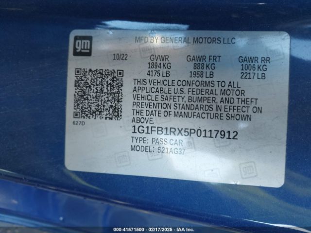 1G1FB1RX5P0117912 Chevrolet Camaro Rwd  1lt