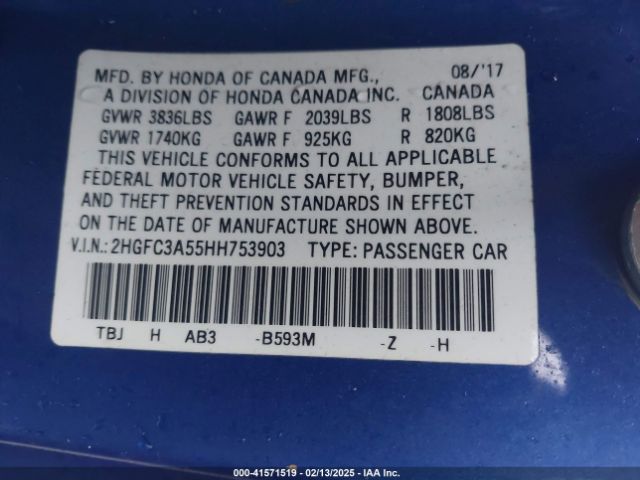 2HGFC3A55HH753903 Honda CIVIC SI