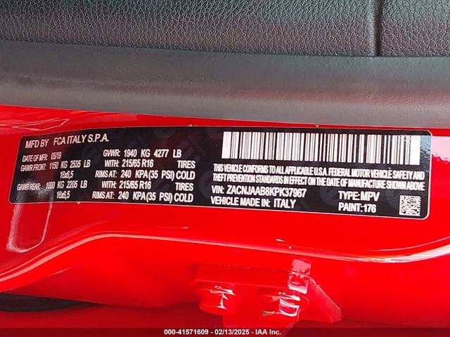 ZACNJAAB8KPK37967 Jeep Renegade Sport Fwd