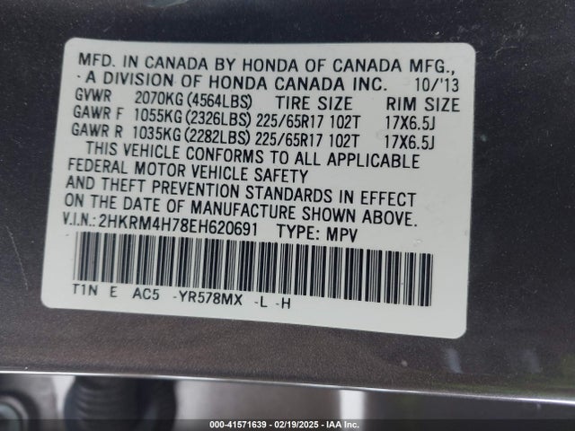 Honda Cr-v Ex-l 2014 2HKRM4H78EH620691 Image 9