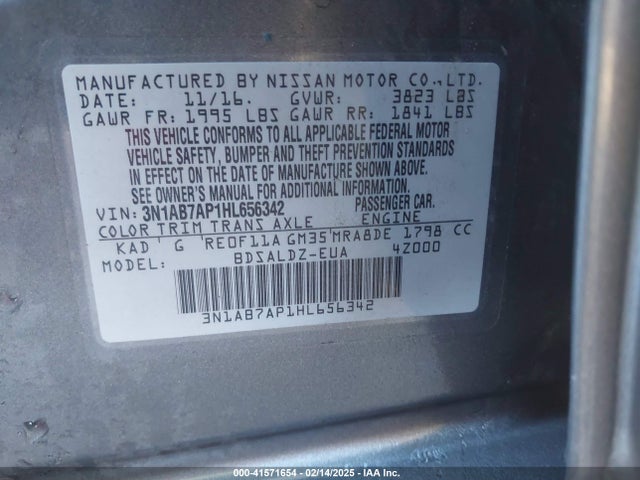 Nissan SENTRA SV 2017 3N1AB7AP1HL656342 Image 9