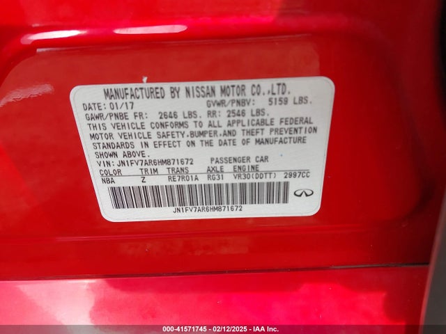 JN1FV7AR6HM871672 Infiniti Q50 3.0t Red Sport 400