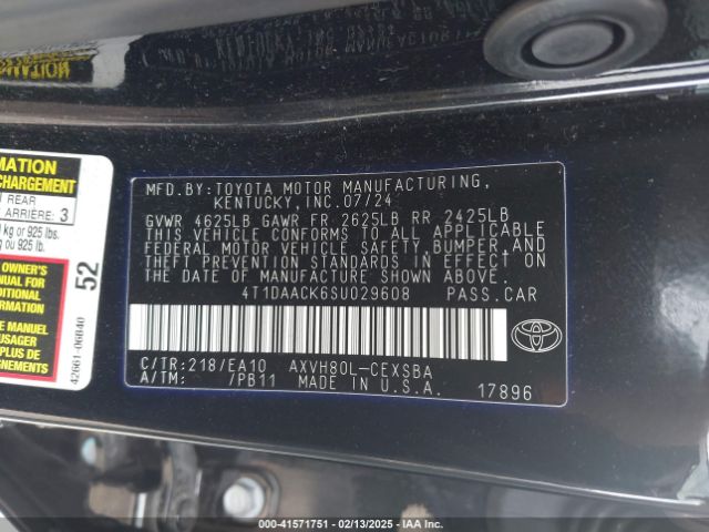 4T1DAACK6SU029608 Toyota CAMRY SE